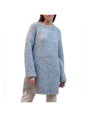 Aggél grey textured sweater pullover tunic Small Gold Edition knit Alpaca wool